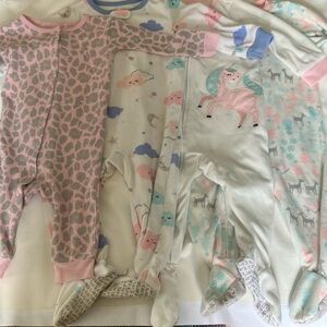 Carter's Pink and Gray Footies One Pieces